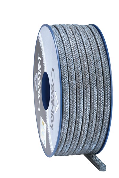 Treccia in filato di Carbonio , impregnato con miscela di PTFE e Grafite - 06X06mm - max 280°C - pH 1-13 - Cod.C8104L