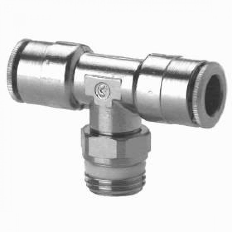 Raccordo Aria Compressa in ottone cromato TEE M. Gas conico  1/4 - 06 S6430