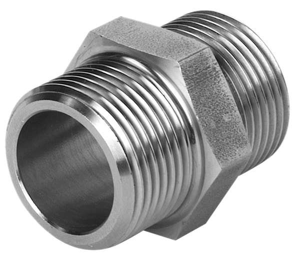 Nipplo Inox AISI 316 da barra - L=35 mm - Chiave 24 - Filettatura Gas Cilindrica - 1/2"