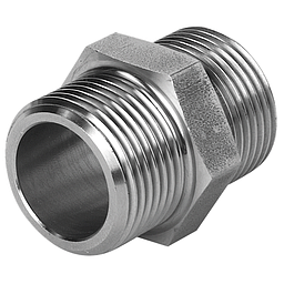Nipplo Inox AISI 316 da barra - L=35 mm - Chiave 24 - Filettatura Gas Cilindrica - 1/2"
