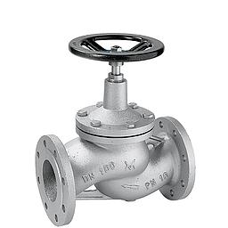 Valvola manuale DN32 PN16, corpo in ghisa sferoidale  EN-GJS-400-18-LT, flusso avviato, tenuta stelo a soffietto, coperchio a vite interna, tenuta otturatore: metallica. Fig.54 - Mival