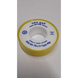 Bobina TEFLON bianco - 1/2 - 12mm x 12mt - 0,1mm - DIN EN 751/3 - (custodia gialla)   