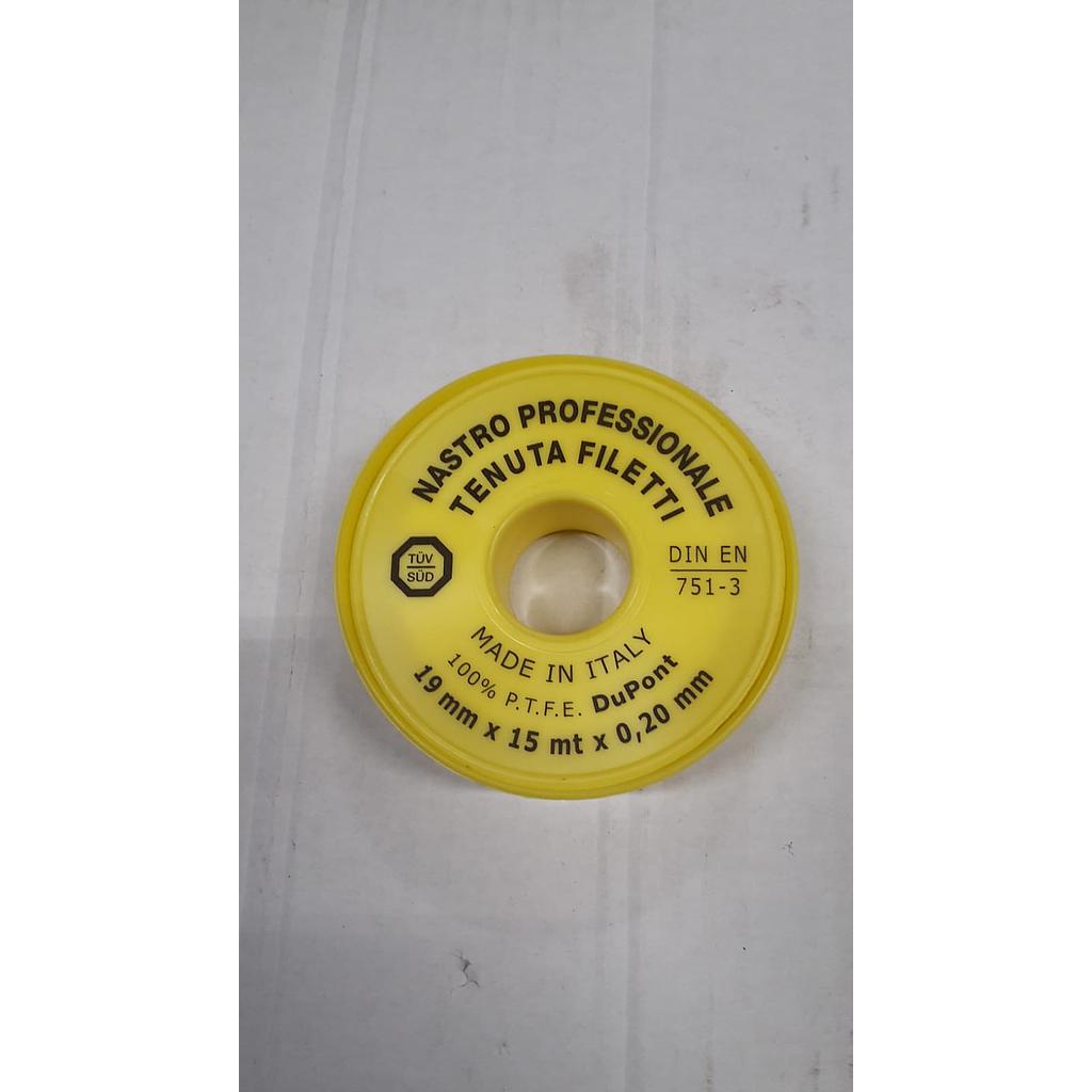 Bobina TEFLON bianco - 19mm x 15mt x 0,2mm &#34;PROFESSIONAL&#34; - DIN EN 751.3
