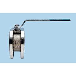 Valvola a sfera Wafer, corpo da fusione inox aisi 316, sfera inox aisi 316, tenuta in Teflon, attacchi flangiati PN16 DN65 - Temperatura -10 / +150°C - Completa di leva - Art. 1080 N.Serie