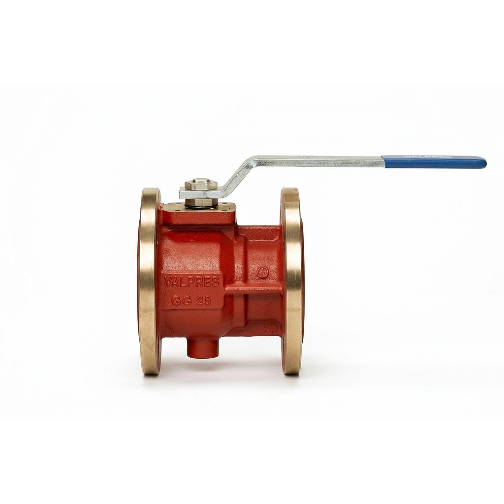 Valvola a Sfera - Corpo in Ghisa Grigia EN-GJL-250 - Sfera Inox CF8 - Con Leva - Temperatura di Lavoro -10 / +120 °C - Flangiata - PN16 DN40