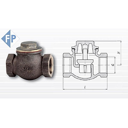 Valvola di Ritegno a piattello, corpo in Bronzo, tenuta in PTFE/Grafite, Guarnizione in Teflon su tappo, attacchi filettati Gas 1 1/2" - Mod.049B07