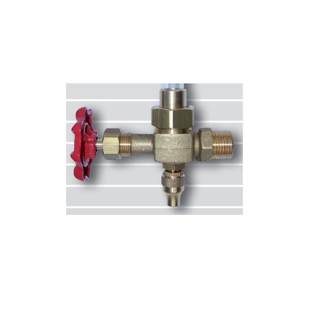 Gruppo porta-livello - Inferiore - Con valvole a spillo in Ottone con volantino + scarico - Attacco Gas Maschio 3/8x13mm - Art. 135