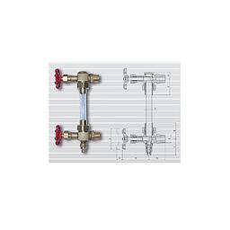 Gruppo porta-livello - Completo - Con valvole a spillo in Ottone con volantino - Attacchi Gas Maschio 3/8x13mm - Superiore + Inferiore con Scarico - 135A02