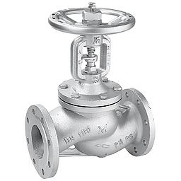 Valvola manuale DN25 PN25, corpo in ghisa sferoidale EN-GJS-400-18-LT, flusso avviato, tenuta stelo a soffietto, coperchio a vite esterna, tenuta otturatore: Ptfe/Grafite. Fig.M63-T - Mival