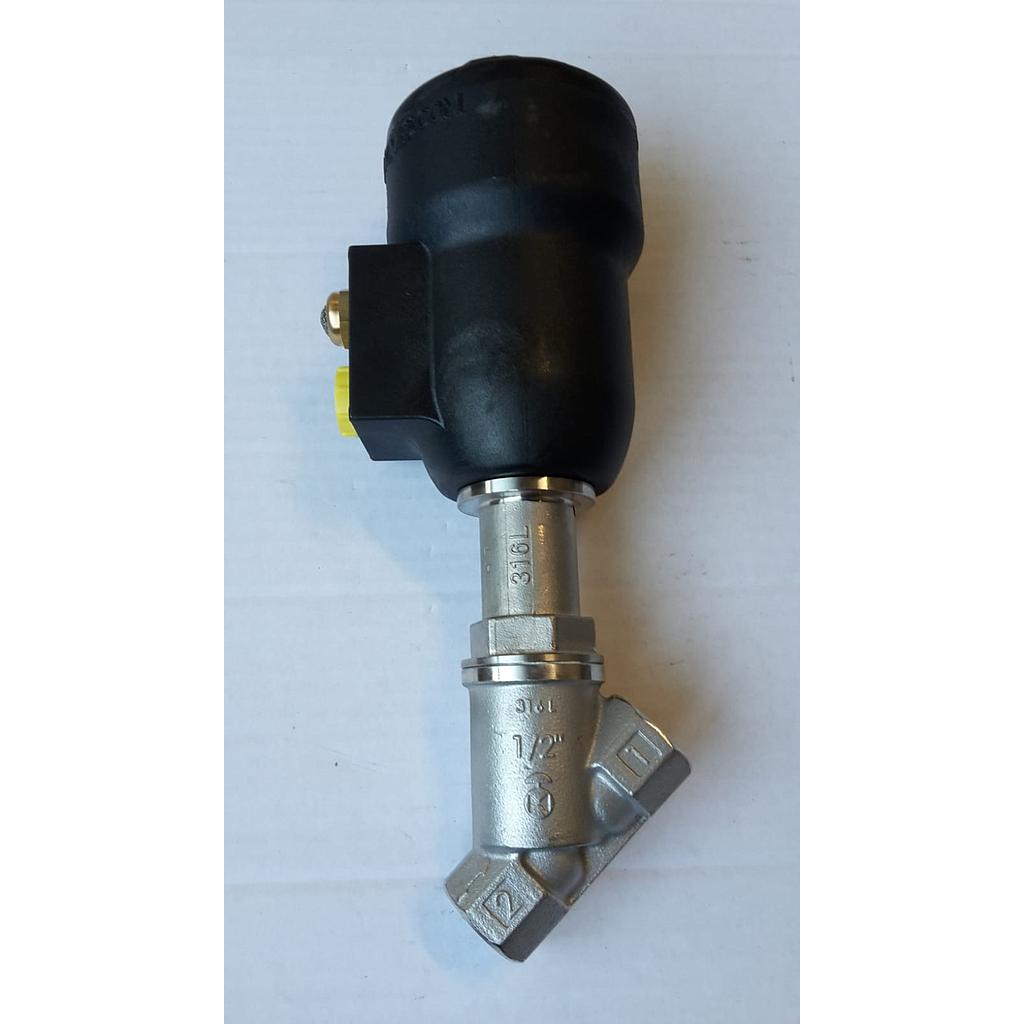 Valvola pneumatica On-Off a flusso libero - corpo microfuso inox316L PN40 , filettato FF gas 1/2" - Testata Nylon T50 - Press.diff.max 18 Bar - PCIPFM_015_1_1