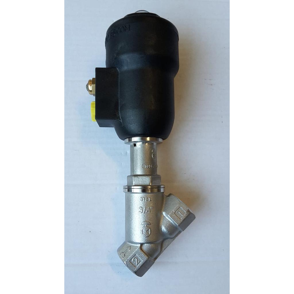 Valvola pneumatica On-Off a flusso libero - corpo microfuso inox316L PN40 , filettato FF gas 3/4" - Testata Nylon T50 - Press.diff.max 14 Bar - PCIPFM_020_1_1