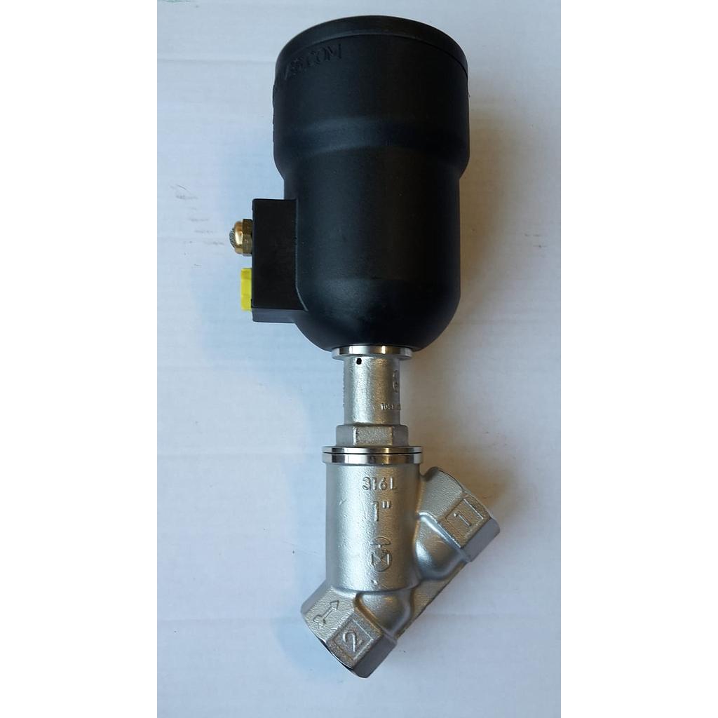 Valvola pneumatica On-Off a flusso libero - corpo microfuso inox316L PN40 , filettato FF gas 1&#34; - Testata Nylon T70 - Press.diff.max 20 Bar - PCIPFM_025_2_1