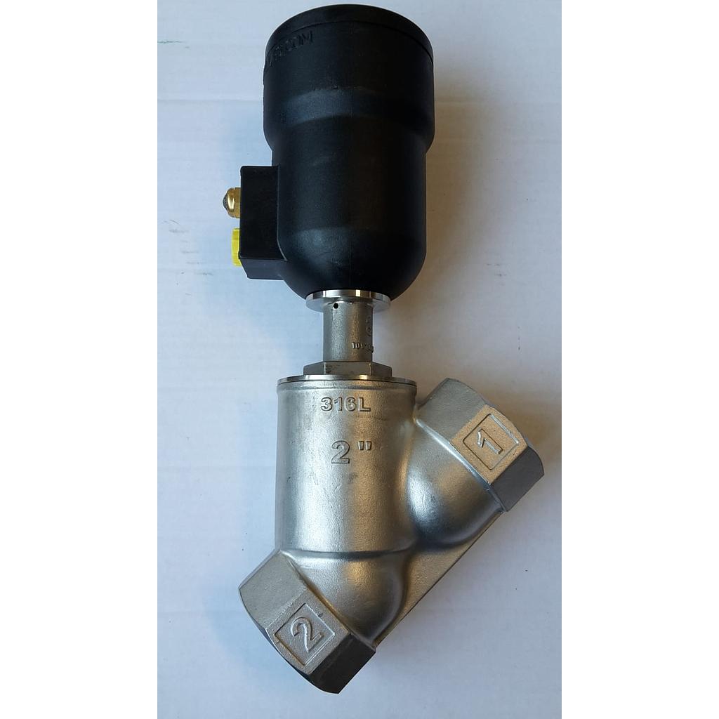 Valvola pneumatica On-Off a flusso libero - corpo microfuso inox316L PN16 , filettato FF gas 2&#34; - Testata Nylon T70 - Press.diff.max 5,5 Bar - PCIPFM_050_2_1