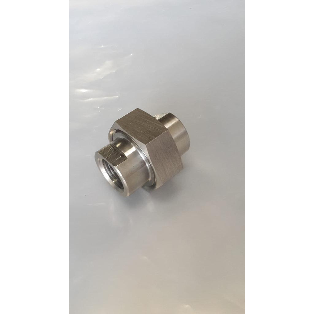 Bocchettone inox Aisi 316  - Tenuta Conica - Filettato gas cilindrico FF 3/4&#34; - ITA