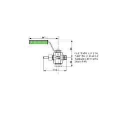 Rubinetto a Maschio - tipo DS D18 in A105 - MM 1/2" Gas - completo di tubetto di scarico 