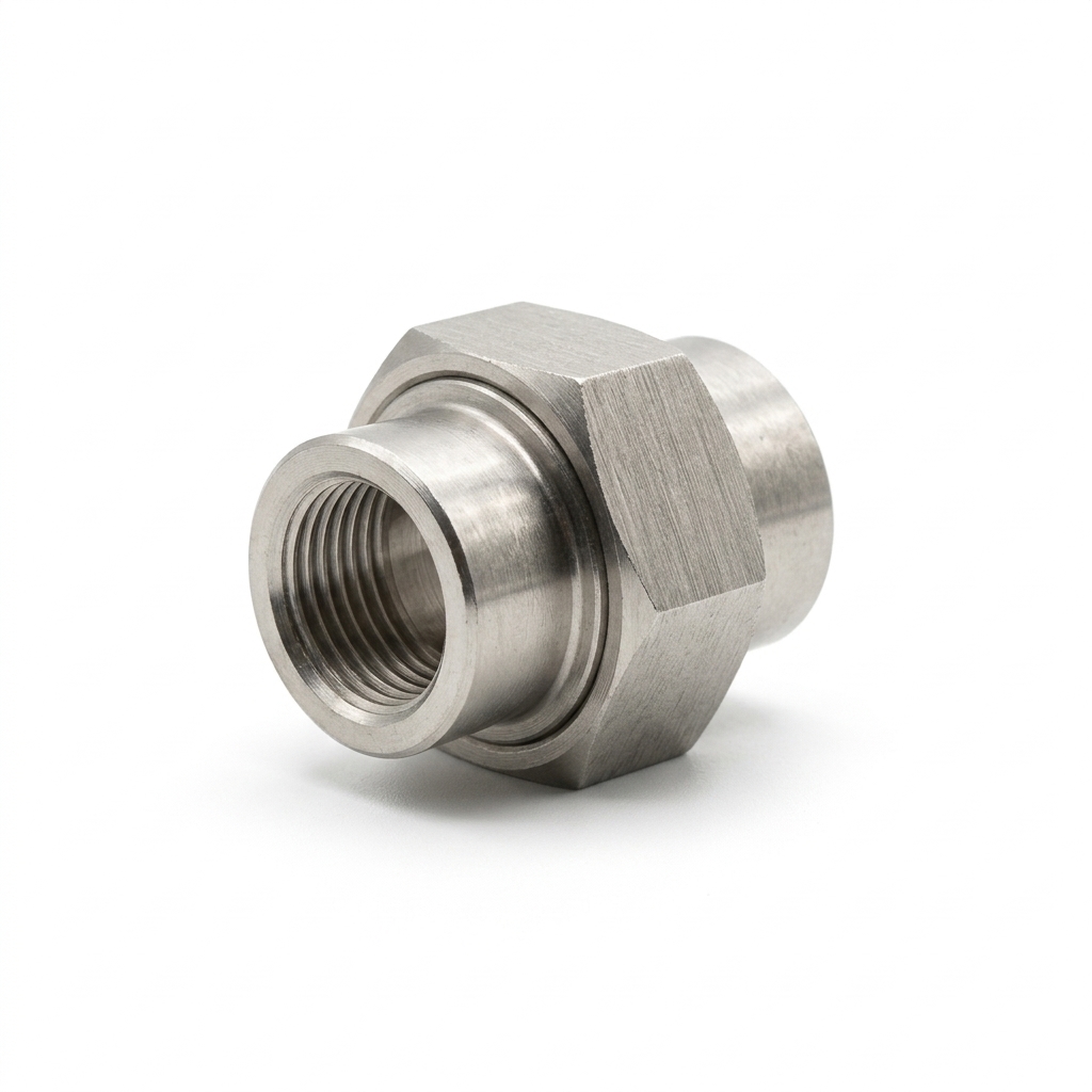 Bocchettone Inox AISI 316 - Tenuta Conica - Filettato Gas Cilindrico - FF - ITA - 1 1/2" 