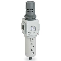 Filtro - Riduttore per Aria Compressa - Filettato f.f. gas 1" - Campo 0,5 - 10 Bar - Completo di  MicroManometro - Elemento filtrante da 25 Micron - Scarico condensa  automatico - Mod. MX3-1-FR0300 - CAM