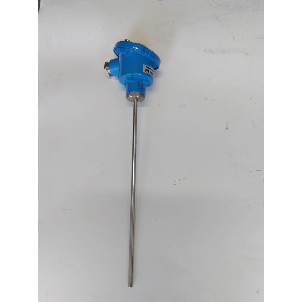 Termoresistenza PT100 - Testa B - 3 fili - Stelo liscio inox aisi 316 - 6 x 250 mm - senza attacco