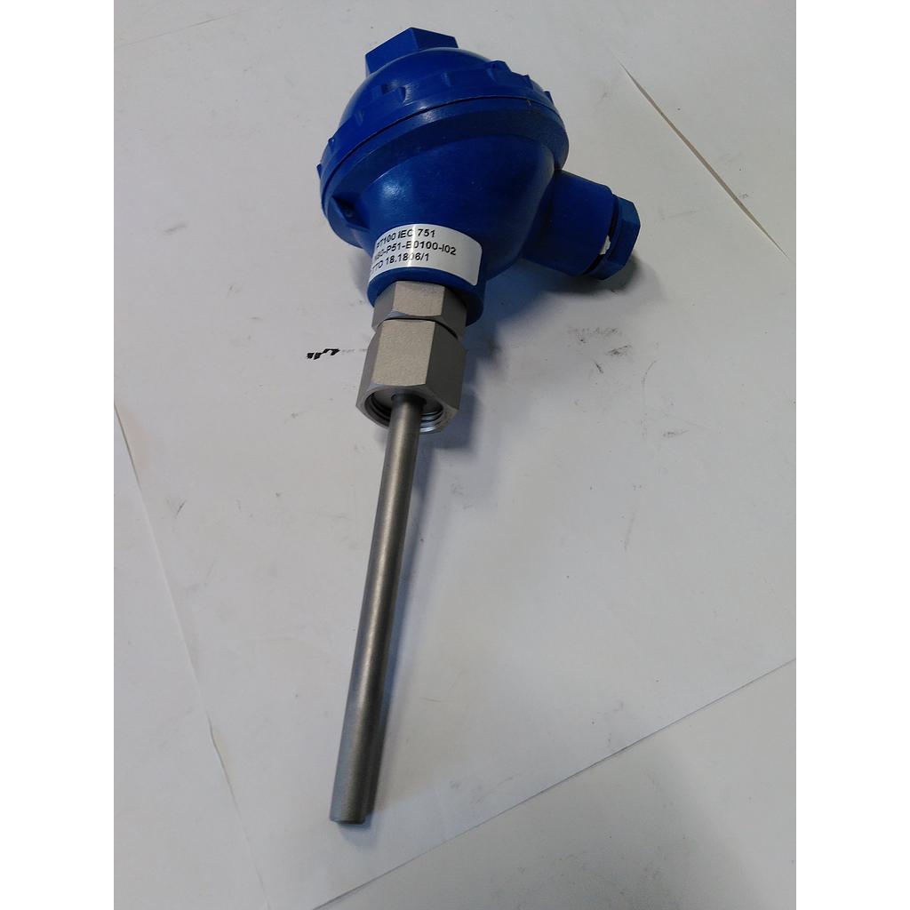 Termoresistenza PT100 - DOPPIA - attacco femmina girevole 1/2&#34; - diam.8x100 mm - Testa B ABS - 4 contatti - F3N80P51B0100I02-ELSI