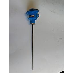 Termoresistenza PT100 - Testa B con Trasmettitore 4 / 20 mA - tarato  0/+200°C - stelo liscio inox aisi 316 - 6 x 250 mm - senza  attacco
