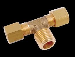 Raccordo Ottone , ogiva bicono metallica , TEE  maschio gas centrale conico 1/4 - 12