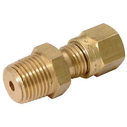 Raccordo Ottone - Ogiva bicono metallica - Diritto - Attacco Gas Maschio Conico 3/8 x 8 mm 