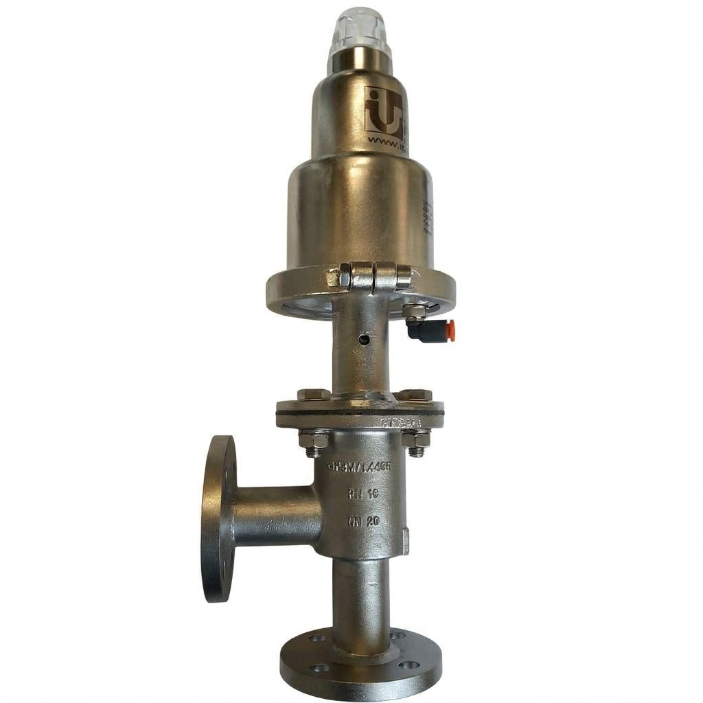 Valvola Pneumatica ON-OFF a Squadra - Italvalvole - 2 Vie - Normalmente Chiusa - Corpo in Inox AISI 316 - Tenuta in EPDM Rivestito PTFE - Flange con Spessore e Diametro Ridotto DN32 - Testata in Inox AISI 304 T.80 - Mod. IVS/2/08 - 17021