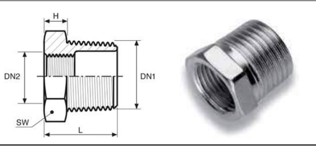 Riduzione acciaio carbonio zincato MF 1/4 - 1/8 - Fig.241 - Filetto esterno conico - Norma EN 10241