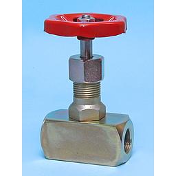 Valvola manuale a spillo da barra, 2pz, in Acciaio al Carbonio A105 galvanizzato, S3000 Psi, stelo Aisi 410, orificio D.8mm, attacchi filettati FF Gas 1/2" - Completa di Volantino
