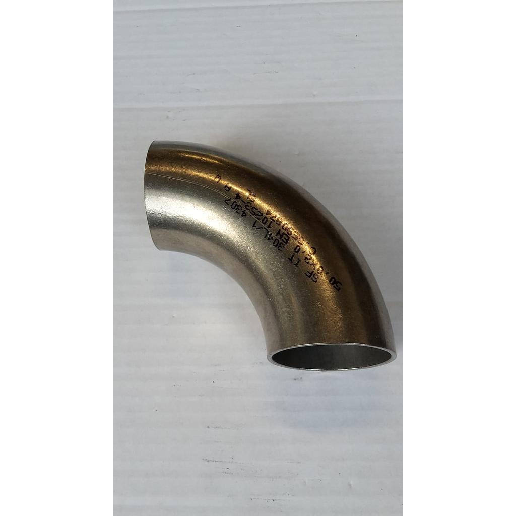 Curva 90° Saldata Elettrounita inox aisi 304L - Grezza - diam. 50x2 mm - R=75 