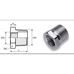 Riduzione in ghisa zincata MF - 1/2 x 3/8 - Fig.241 - Filetto esterno conico - Norma EN 10241