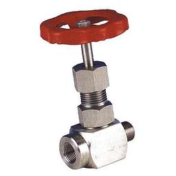 Valvola manuale a spillo da barra, 2pz, in Acciaio al Carbonio A105 galvanizzato, S3000 Psi, stelo Aisi 410, orificio D.6mm, attacchi filettati MF Gas - 3/8" - Completa di Volantino