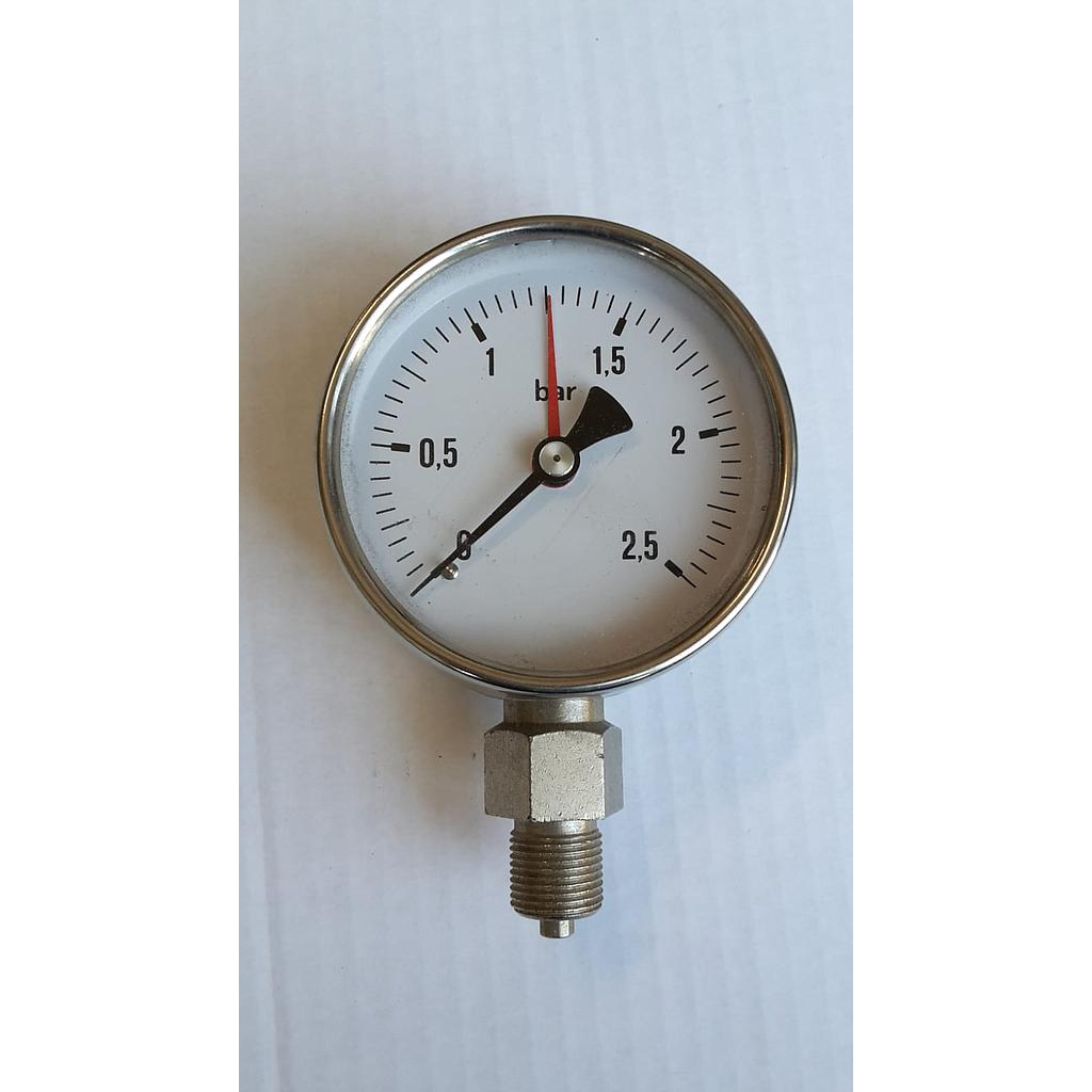 Manometro inox D.080,Indice Rosso , campo 0 - 2,5 Bar 