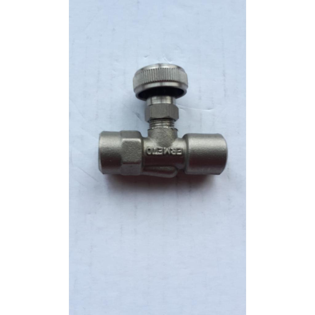 Valvola manuale a spillo, monoblocco, in Aisi316, attacchi filettati gas FF 1/4 - ERMETO