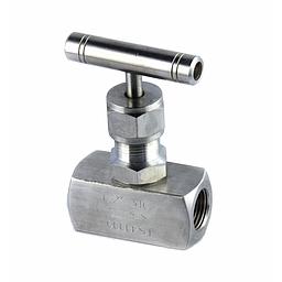 Valvola manuale a spillo, corpo da barra inox Aisi 316 - S3000Psi, attacchi filettati gas FF 1/2" - Movimento con barretta inox aisi 304