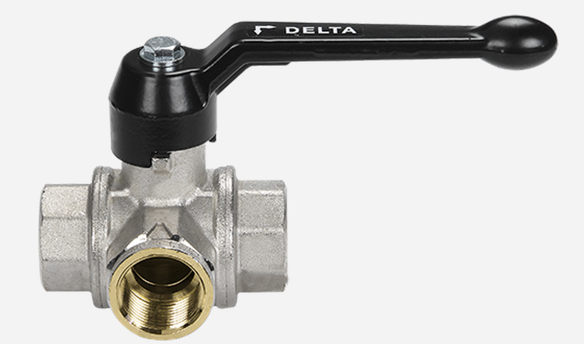 Valvola a Sfera in ottone a 3 Vie - Mod. Delta - Sfera ad "L" - Filettata FFF 3/4" - Art. 1150 