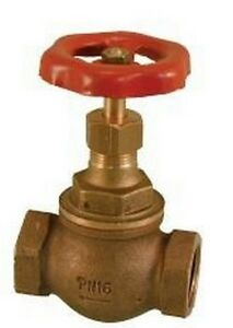 Valvola manuale a globo, corpo in Bronzo PN16, otturatore piatto con tenuta Ptfe/Grafite, attacchi filettati gas FF 1 1/2 - Fig.017B-Par.