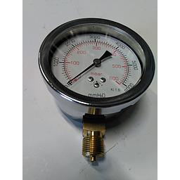 Manometro a membrana per gas - Diam. 80 mm - Attacco radiale in ottone 3/8" Gas Maschio - scala 0-600 Mbar