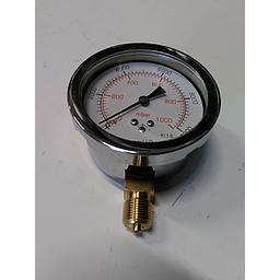Manometro a membrana per gas - Diam. 80 mm - Attacco radiale in ottone 3/8" Gas Maschio - scala 0-1000 Mbar