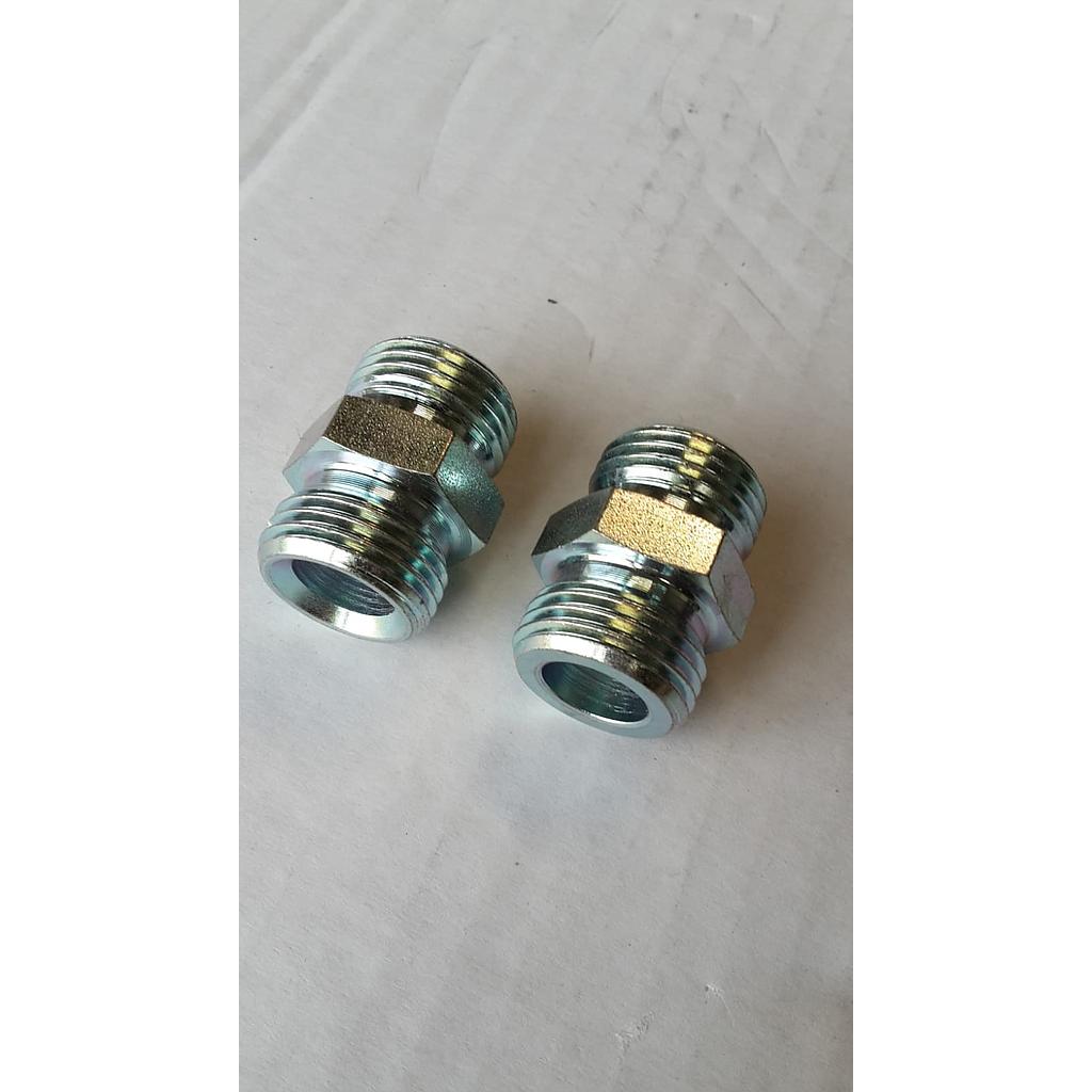 Nipplo acciaio zincato - filettatura gas cilindrica - tenuta sedi piana x conica -  3/8&#34; 