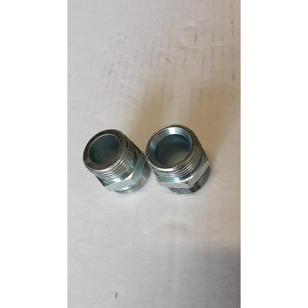 Nipplo Acciaio Zincato - Filettatura Gas Cilindrica ambo i Lati - Tenuta Sedi Piana x Conica - 3/4"