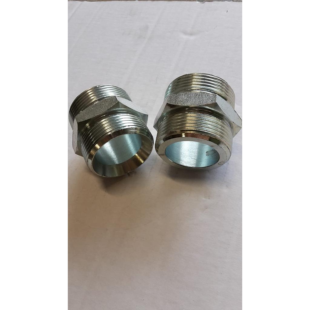 Nipplo Acciaio Zincato - Filettatura Gas Cilindrica ambo i Lati - Tenuta Sedi Piana x Conica - 1 1/4&#34;