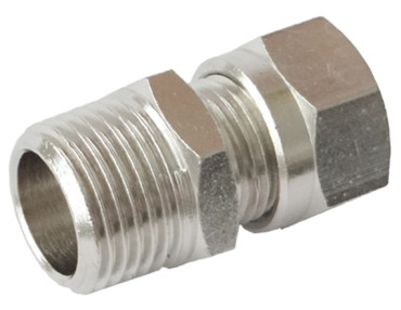 Raccordo diritto inox 316 con ogiva inox - attacco Gas Maschio Conico 3/8" - tubo 10