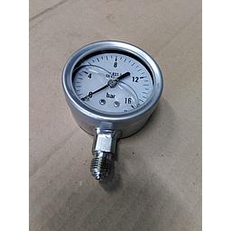 Manometro tutto inox - diametro 63 MM - Attacco radiale inox 316 da 1/4" Filettato Gas Maschio - Campo 0-16 Bar - Quadrante a bagno di Glicerina