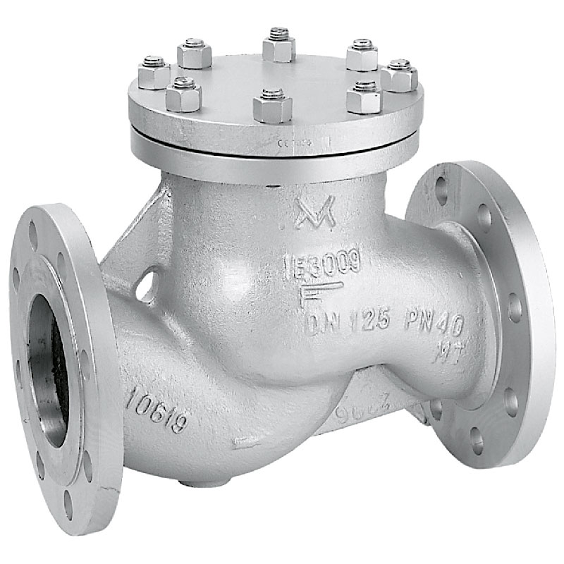 Valvola ritegno a flusso avviato, corpo acciaio carbonio A105 PN40, attacchi flangiati PN40 DN040, otturatore a piattello, con molla, tenuta metallica - Fig. 335  - Mival