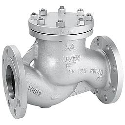 Valvola ritegno a flusso avviato, corpo acciaio carbonio A105 PN40, attacchi flangiati PN40 DN040, otturatore a piattello, con molla, tenuta metallica - Fig. 335  - Mival