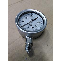 Manometro tutto inox - diametro 63 MM - Attacco radiale inox 316 da 1/4" Filettato Gas Maschio - Campo 0-60 Bar - Quadrante a bagno di Glicerina