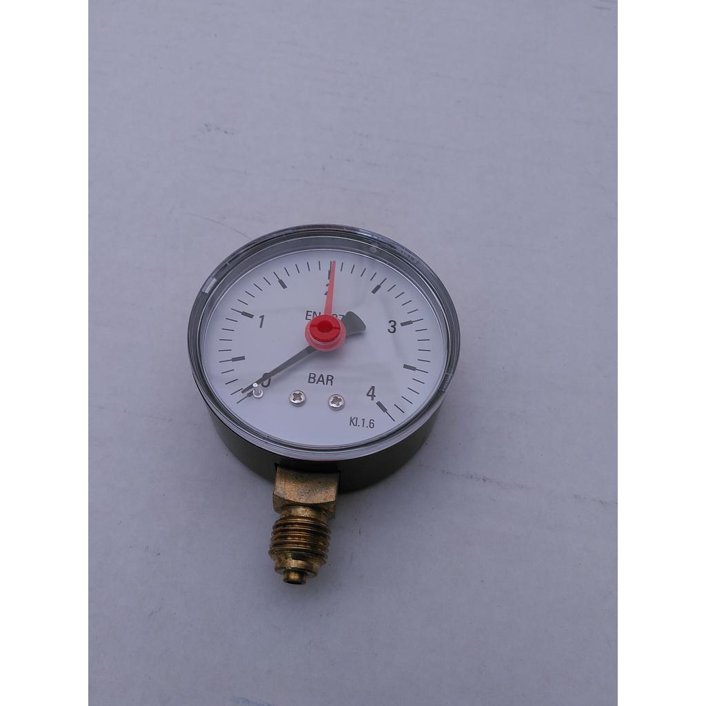 Manometro per acqua - Cassa D63 mm in ABS - attacco radiale 1/4" Gas Maschio in ottone - campo 0-4 Bar