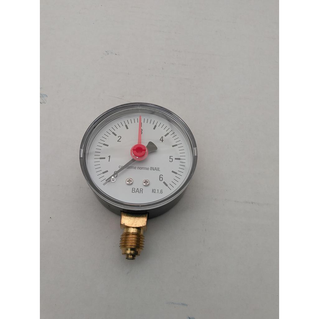 Manometro per acqua - Cassa D63 mm in ABS - attacco radiale 1/4&#34; Gas Maschio in ottone - campo 0-6 Bar