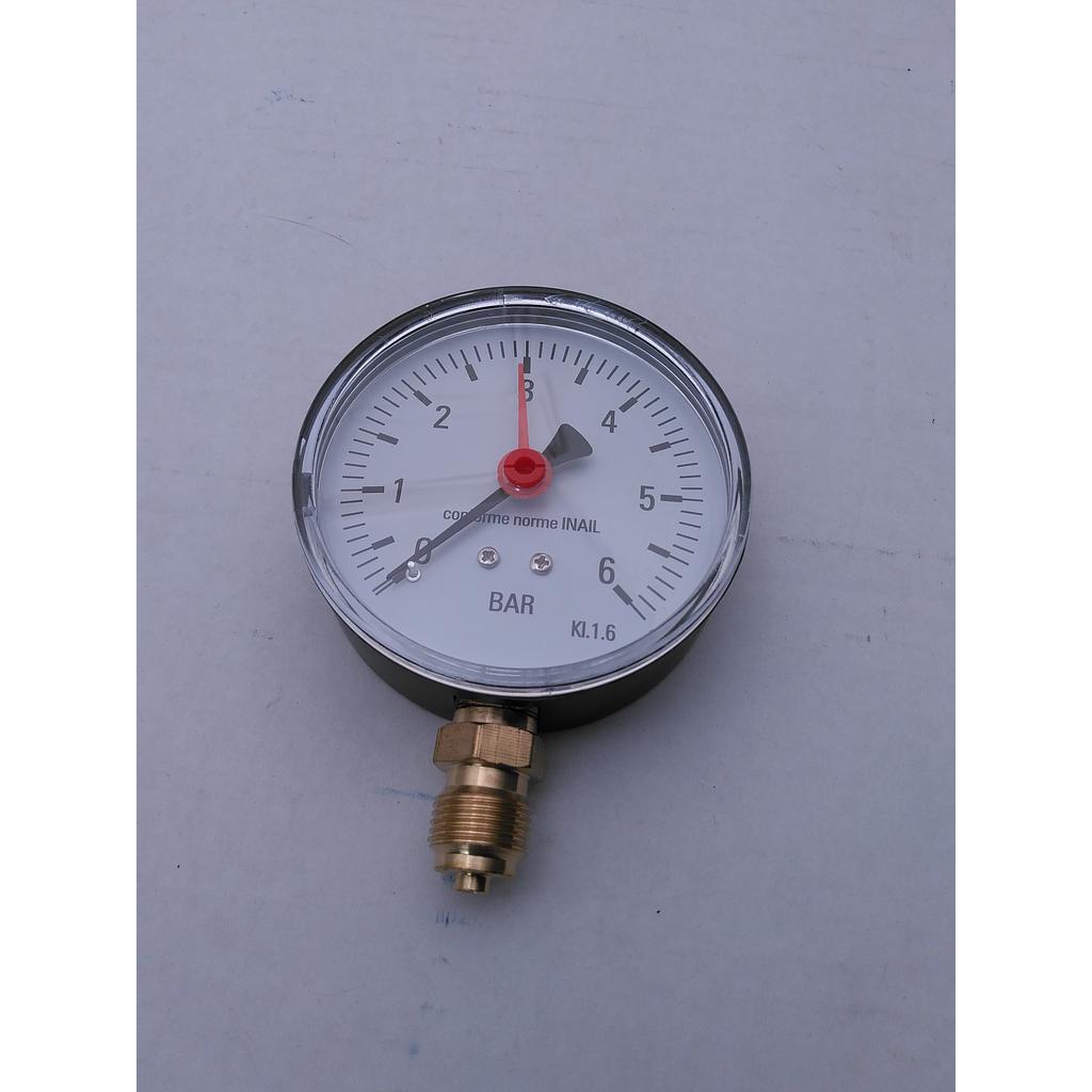 Manometro per acqua - Cassa D80 mm in ABS - attacco radiale 3/8&#34; Gas Maschio in ottone - campo 0-6 Bar